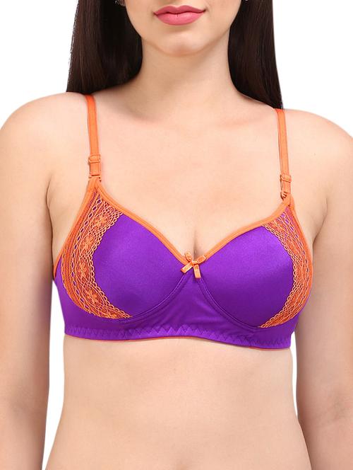 contrast lace bow patch bra - 16120405 - Standard Image - 1
