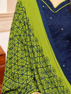 printed churidaar unstitched suit - 16120644 - Standard Image - 2