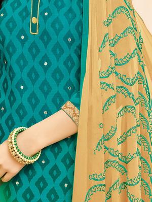 printed churidaar unstitched suit - 16120646 - Standard Image - 2