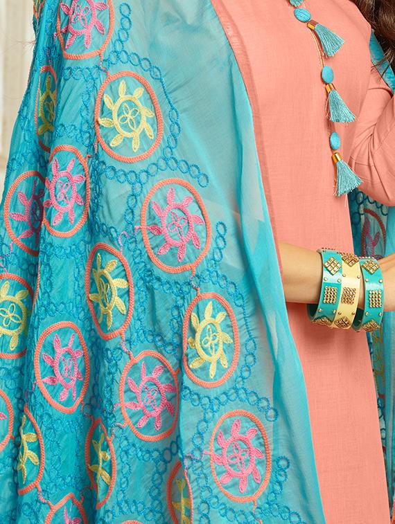 embroidered churidaar unstitched suit - 16120656 - Zoom Image - 2