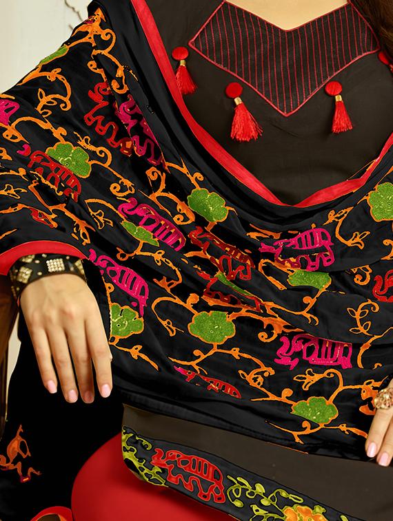 embroidered churidaar unstitched suit - 16120661 - Zoom Image - 2