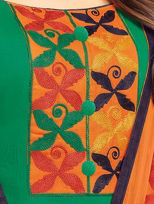 embroidered churidaar unstitched suit - 16120667 - Standard Image - 2
