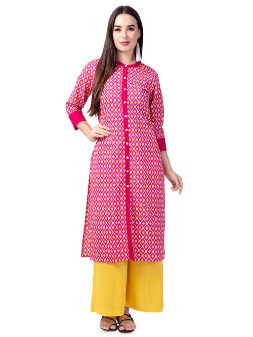 printed straight kurta - 16120723 - Standard Image - 1