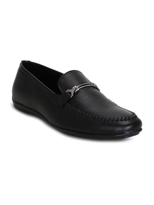 black synthetic slip on loafers - 16120870 - Standard Image - 1