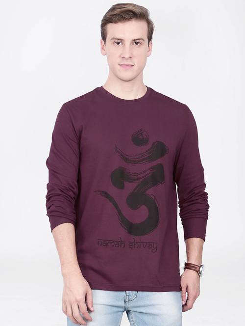 maroon typographic front print t-shirt - 16121228 - Standard Image - 1