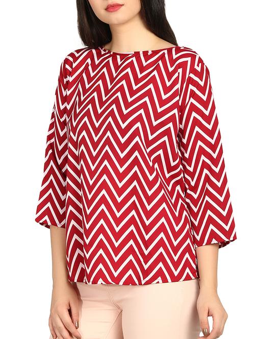 boat neck chevron top - 16121272 - Standard Image - 1