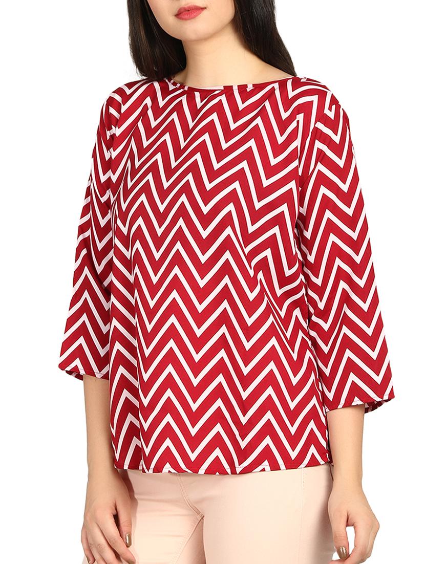 boat neck chevron top - 16121272 - Zoom Image - 1