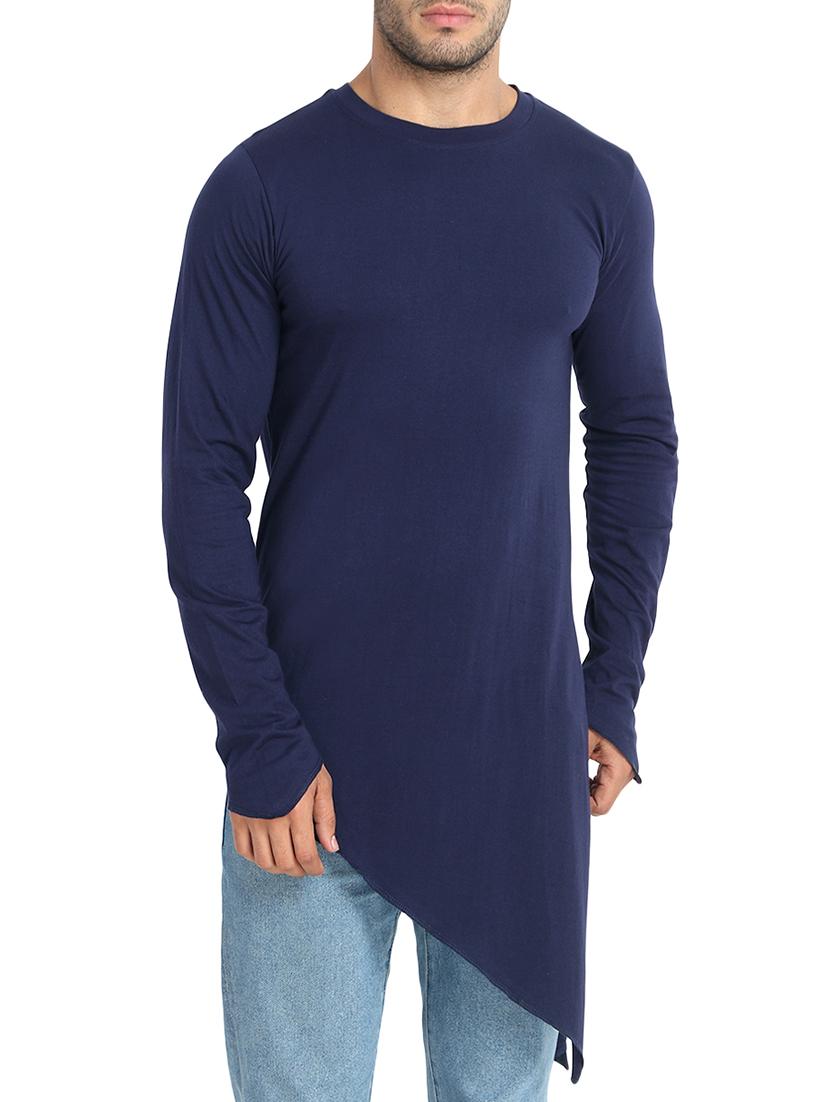 navy blue solid asymmetric t-shirt - 16124056 - Zoom Image - 1