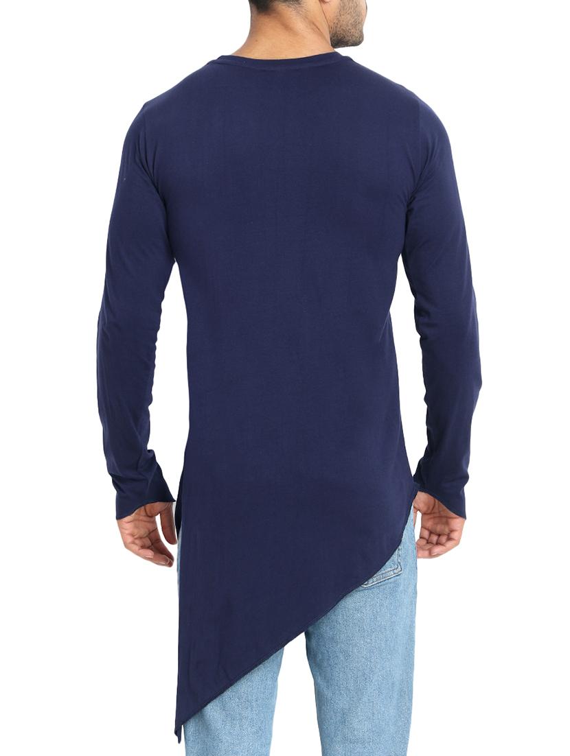 navy blue solid asymmetric t-shirt - 16124056 - Zoom Image - 3