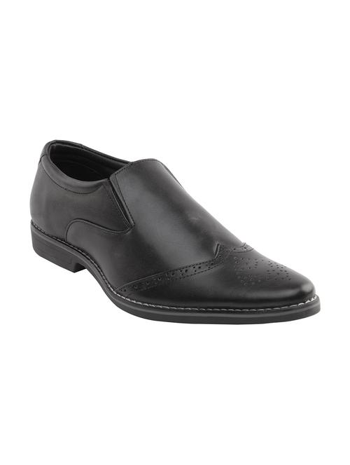 black leather slip on ons - 16124361 - Standard Image - 1