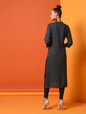 embroidered straight kurta - 16124507 - Standard Image - 3