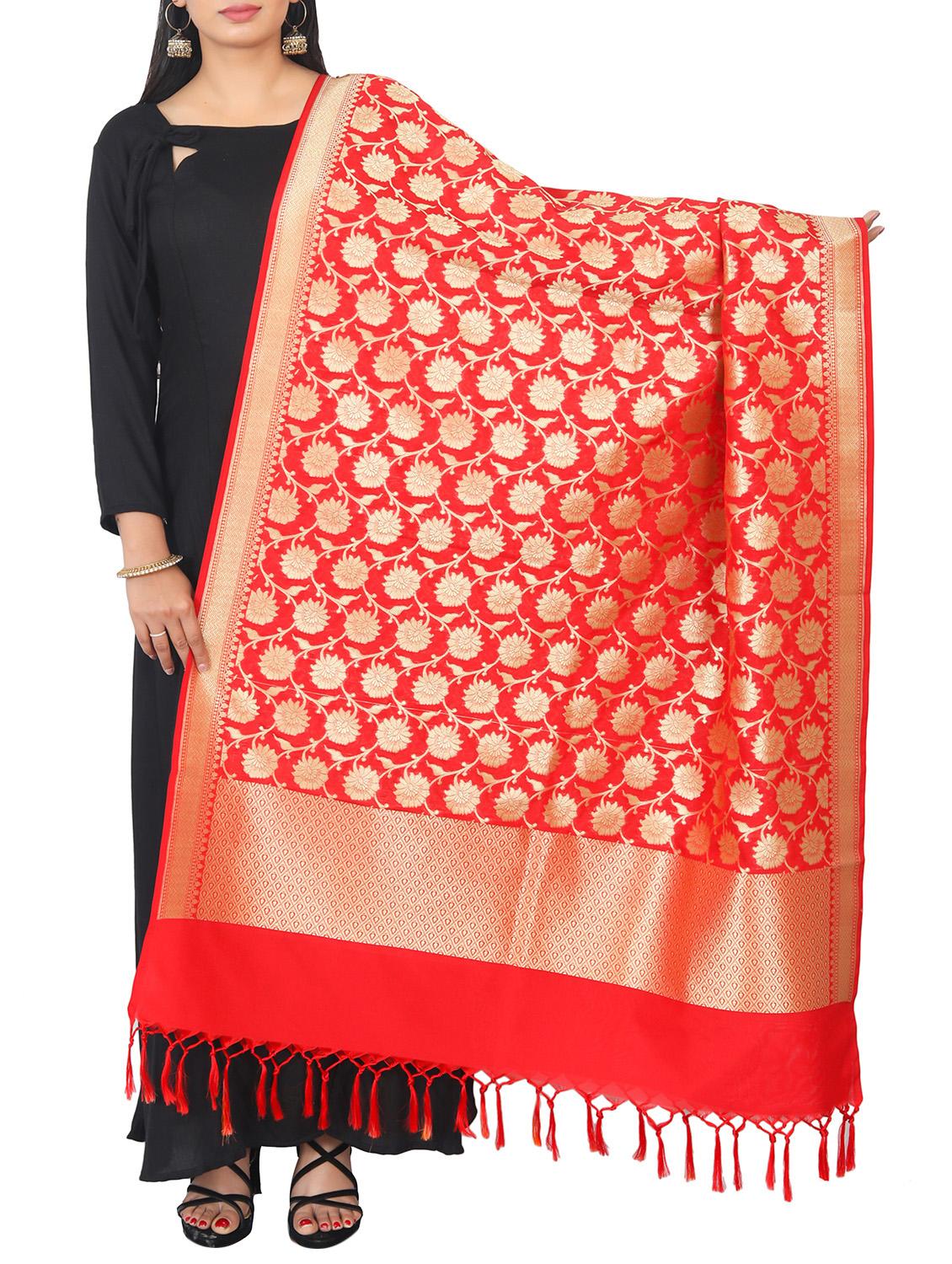 floral zari motif banarasi dupatta - 16128690 - Zoom Image - 1