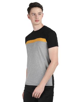 grey color block t-shirt - 16128795 - Standard Image - 2