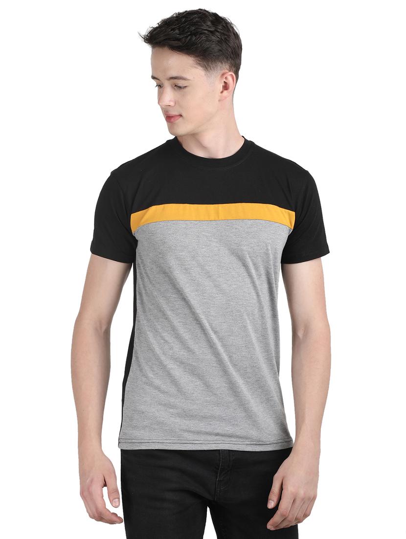 grey color block t-shirt - 16128795 - Zoom Image - 1