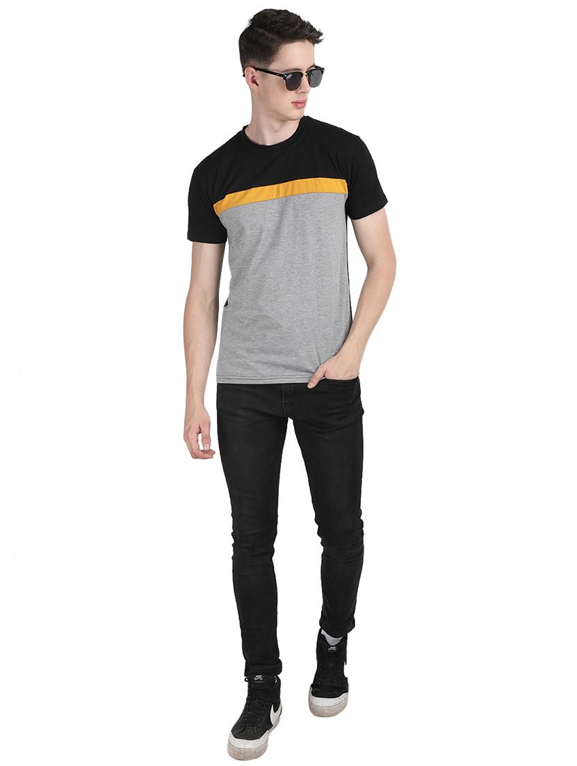 grey color block t-shirt - 16128795 - Zoom Image - 4