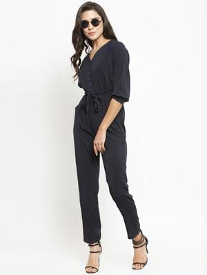 tie front full leg jumpsuit - 16128823 - Standard Image - 4