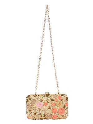 beige metal box clutch - 16128900 - Standard Image - 5