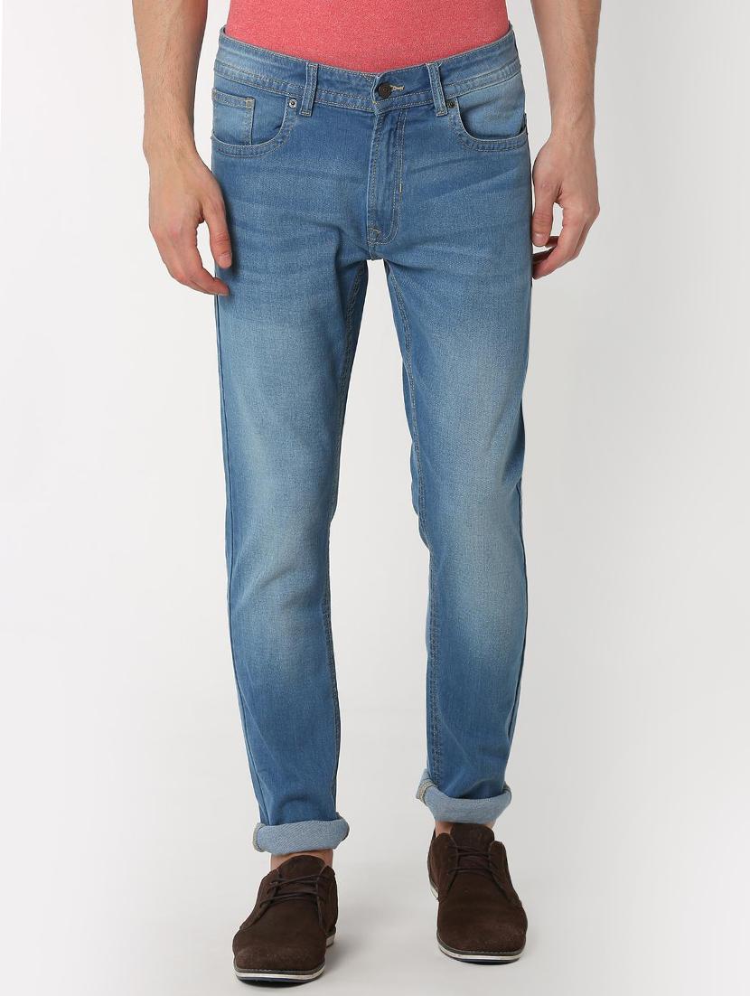 blue cotton blend light washed jeans - 16129027 - Zoom Image - 1