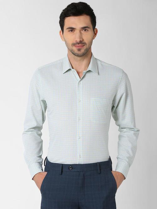 blue printed formal shirt - 16129073 - Standard Image - 1