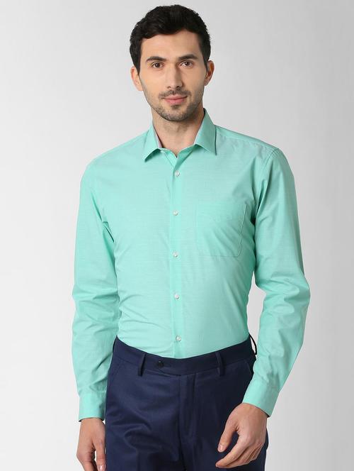 green solid formal shirt - 16129086 - Standard Image - 1