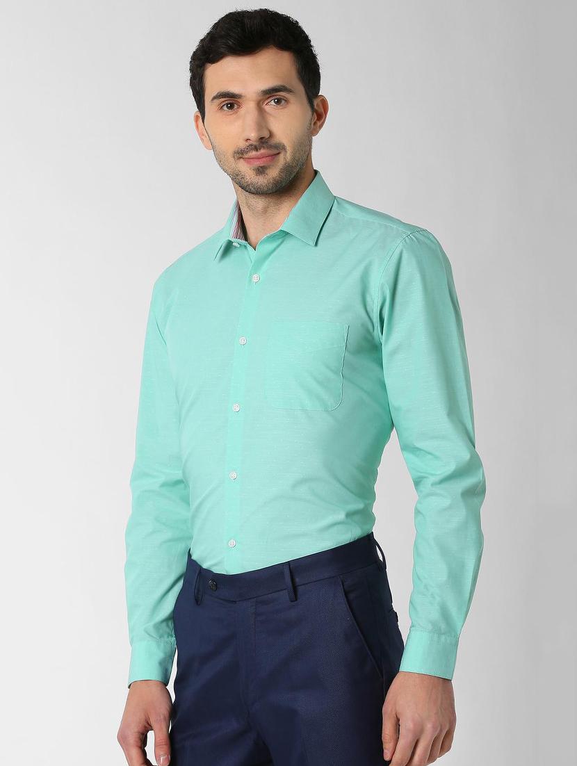 green solid formal shirt - 16129086 - Zoom Image - 2