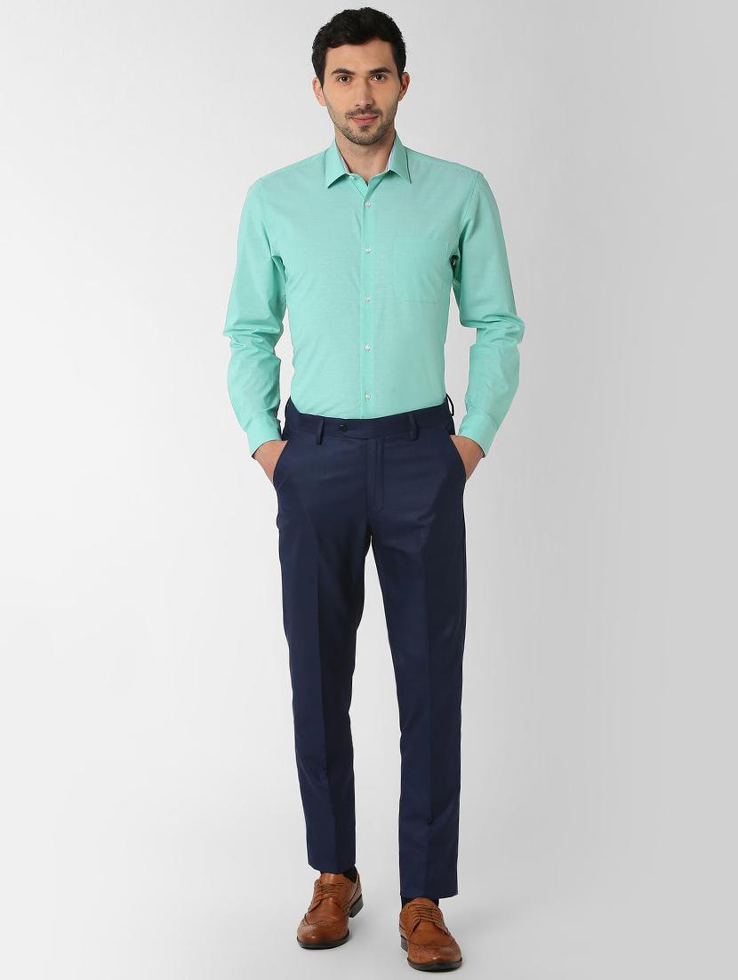green solid formal shirt - 16129086 - Zoom Image - 4