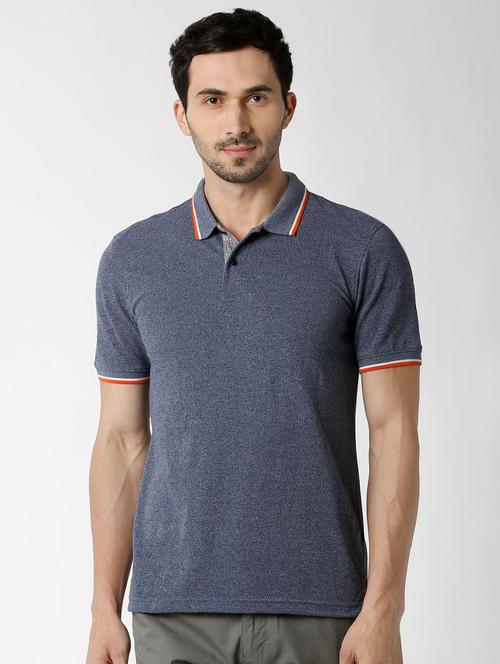 blue solid polo t-shirt - 16129144 - Standard Image - 1
