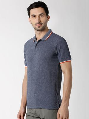blue solid polo t-shirt - 16129144 - Standard Image - 2