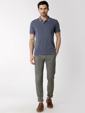 blue solid polo t-shirt - 16129144 - Standard Image - 4