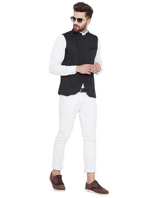black cotton nehru jacket - 16129334 - Standard Image - 4