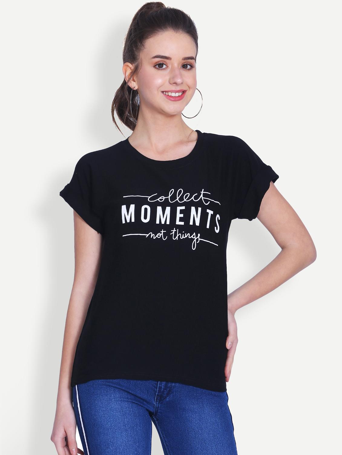turn up sleeved graphic print tee - 16129743 - Zoom Image - 1