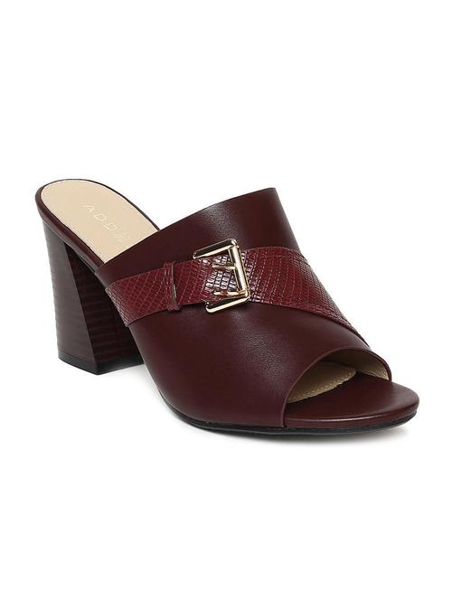 maroon pu mules sandals - 16129904 - Standard Image - 1