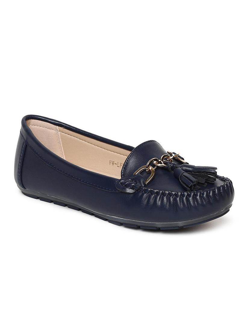 navy pu slip on loafers - 16130019 - Zoom Image - 1