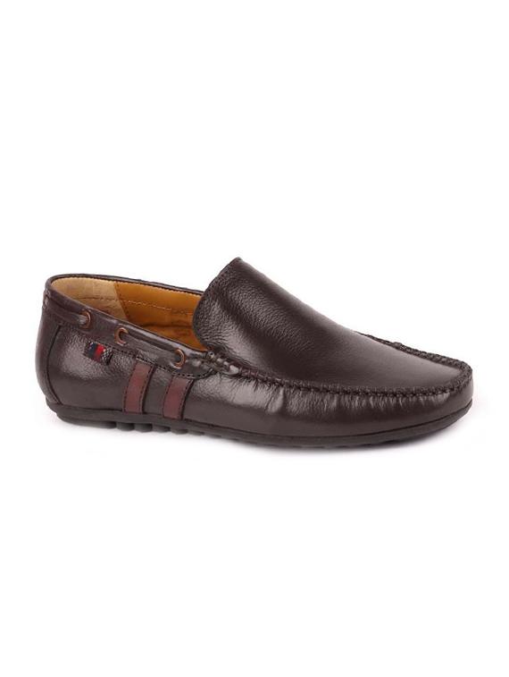 brown leather office wear loafers - 16131142 - Zoom Image - 1