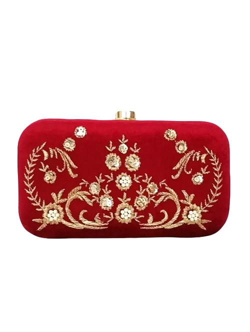 maroon velvet box clutch - 16131226 - Very Small Image - 1