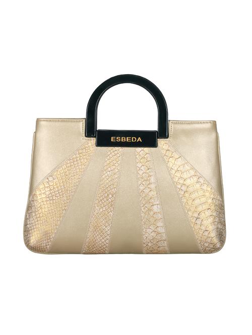 gold leatherette (pu) regular handbag - 16131474 - Standard Image - 1