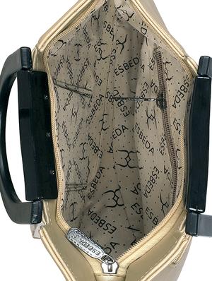 gold leatherette (pu) regular handbag - 16131474 - Standard Image - 3
