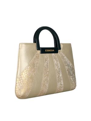 gold leatherette (pu) regular handbag - 16131474 - Standard Image - 4