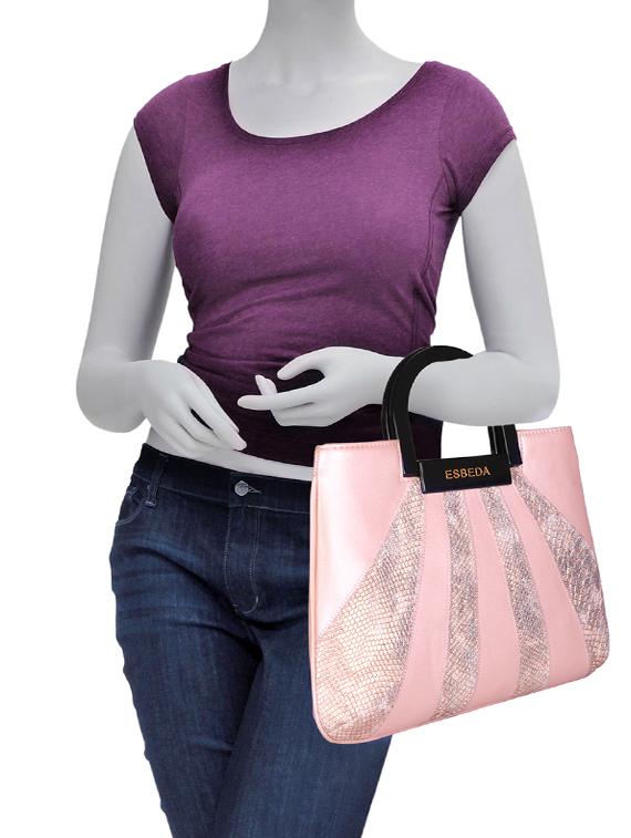 pink leatherette (pu) regular handbag - 16131475 - Zoom Image - 5