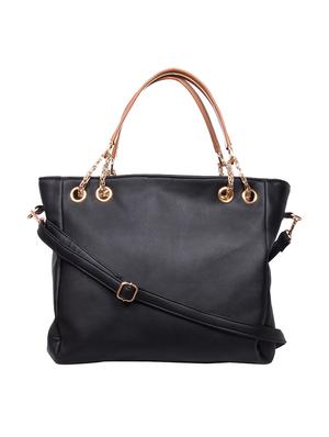 black leatherette (pu) handbag and pouch combo - 16131943 - Standard Image - 2