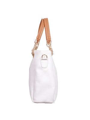 white leatherette (pu) regular handbag - 16131971 - Standard Image - 4