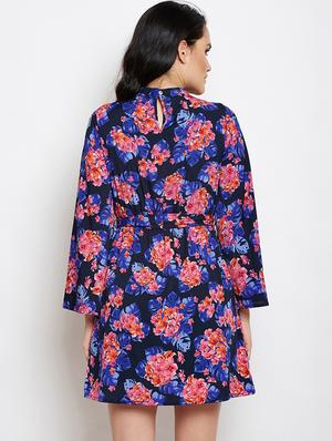 tie up floral a-line dress - 16133534 - Standard Image - 3