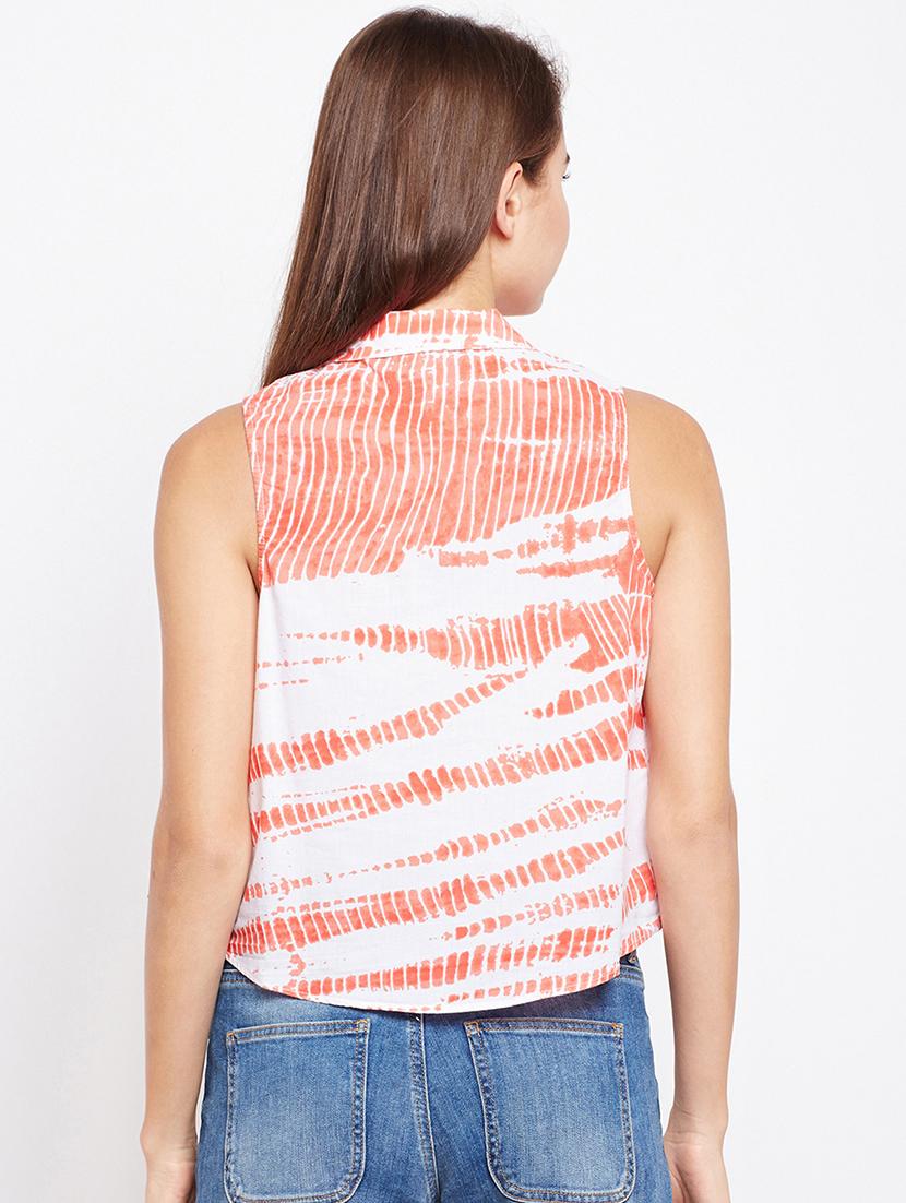 ruffle detail tie knot hem button up top - 16133580 - Zoom Image - 3
