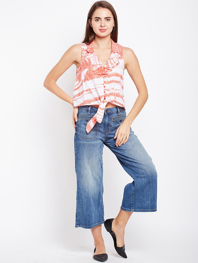 ruffle detail tie knot hem button up top - 16133580 - Zoom Image - 4