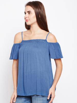 lace detail cold shoulder top - 16133723 - Standard Image - 2