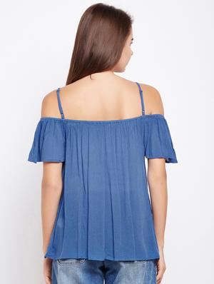 lace detail cold shoulder top - 16133723 - Standard Image - 3