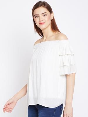 layered sleeved off shoulder top - 16133727 - Standard Image - 2