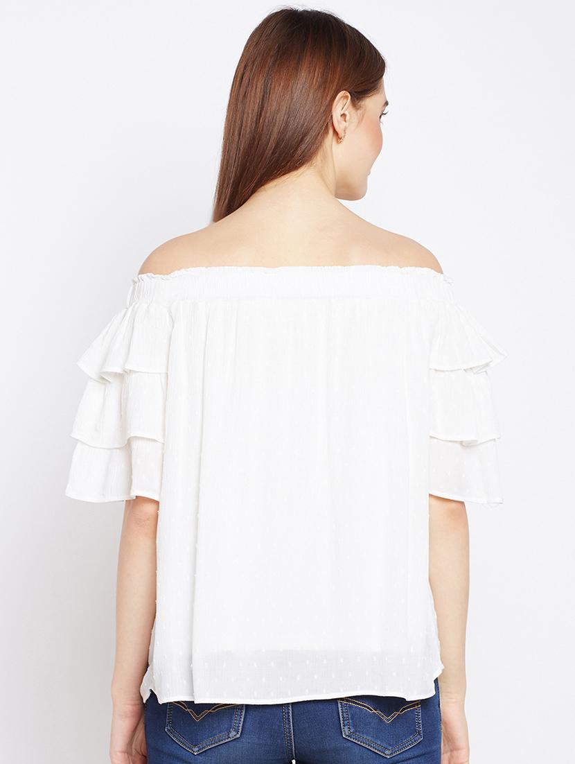 layered sleeved off shoulder top - 16133727 - Zoom Image - 3