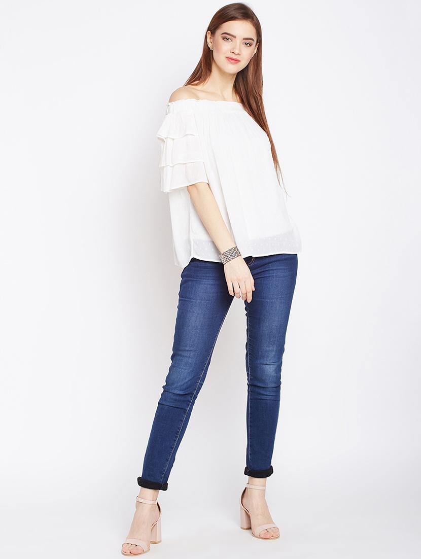 layered sleeved off shoulder top - 16133727 - Zoom Image - 4