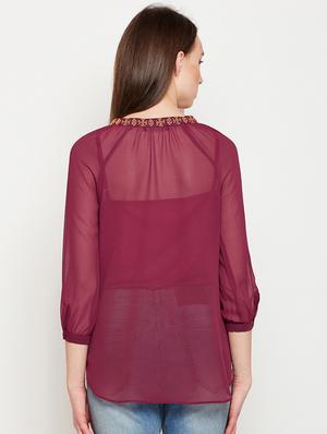 embroidered sheer peasant top - 16133738 - Standard Image - 3